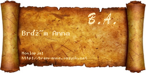 Brém Anna névjegykártya